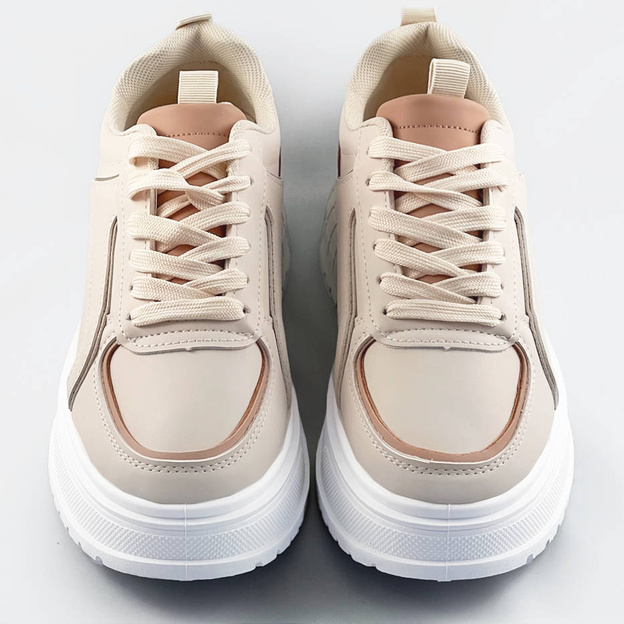 DAMSKIE SNEAKERSY NA GRUBEJ PODESZWIE BEŻOWE (AD-570)