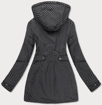 Dwustronna kurtka damska w kropki czarno-karmelowa (m-111)