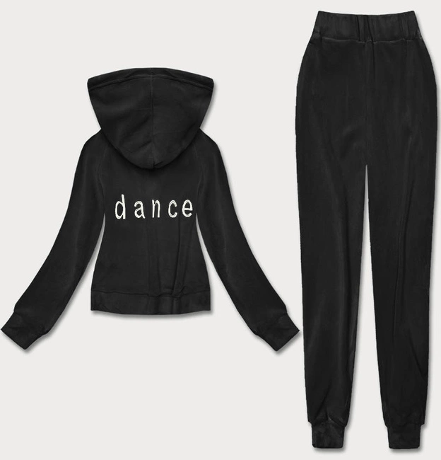 Gruby komplet dresowy damski polar czarny (YP-1022)