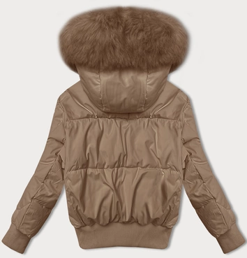 Krótka zimowa kurtka damska ze ściągaczami S'west beżowa (B8288-12)