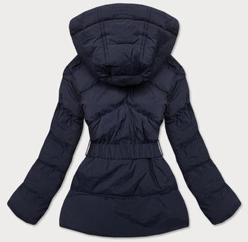 Pikowana kurtka przejściowa z paskiem granatowa (23060-1)