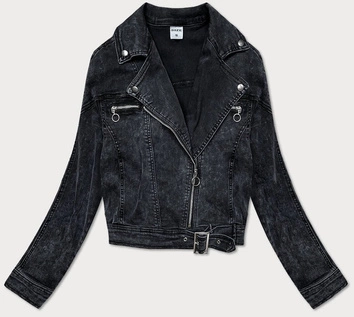 Jeansowa damska kurtka oversize czarna (5721K)