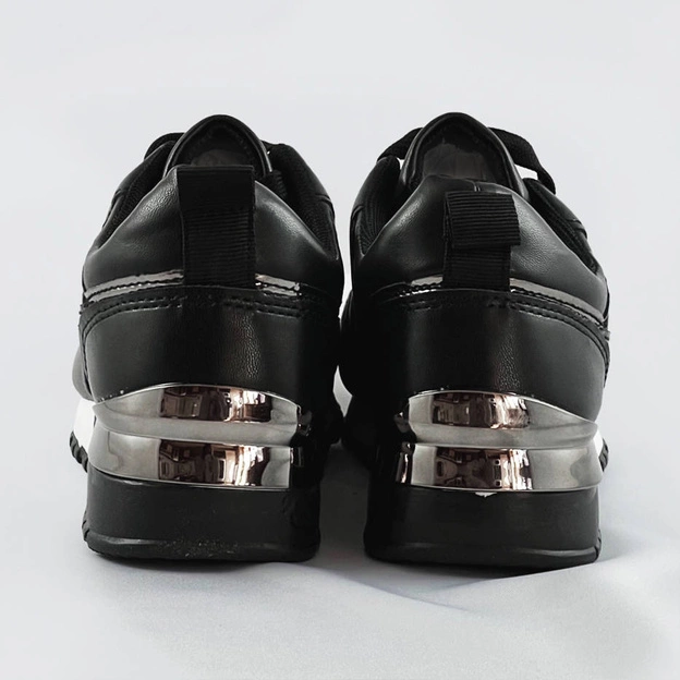 Damskie adidasy na podwyższonej podeszwie czarne (666-21)