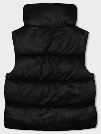 Krótki bezrękawnik damski ze stójką czarny (B8245-1)