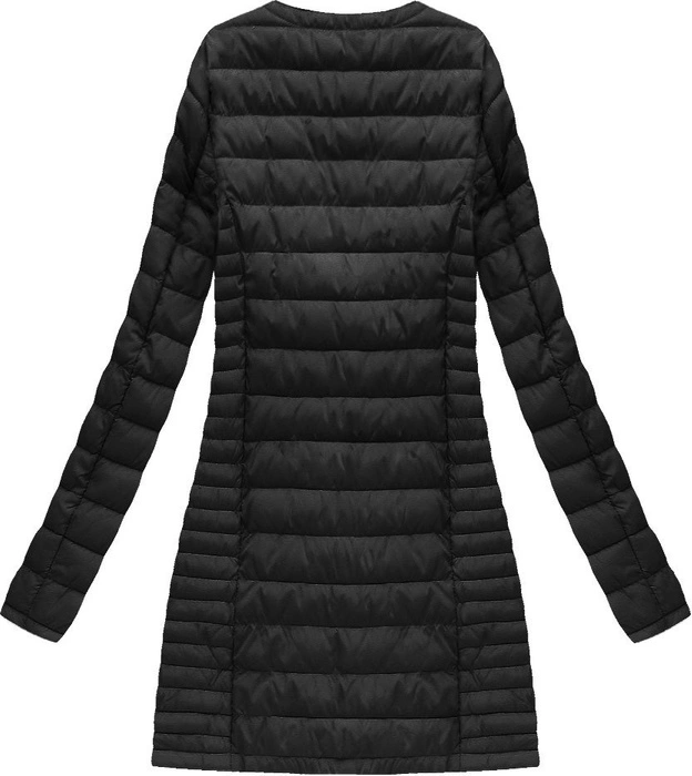 DŁUGA PIKOWANA KURTKA CZARNA (21819)