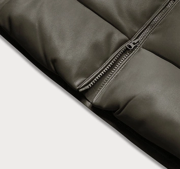 Ciepła kamizelka damska z ekoskóry army (d-3231-22)