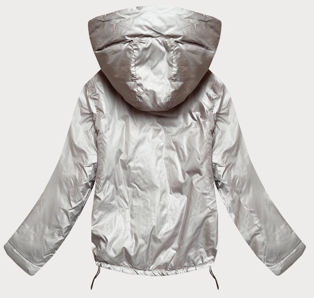 Krótka dwustronna kurtka damska granat/beż (bh-2204big)