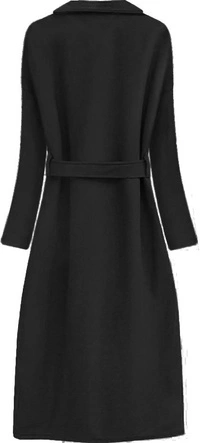 DŁUGI PŁASZCZ WIĄZANY PASKIEM CZARNY (7981)