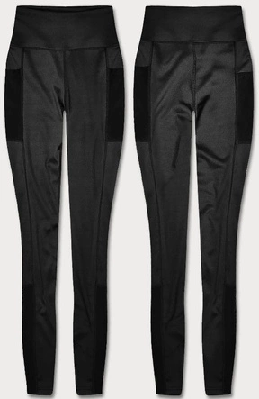 Legginsy z wstawkami z siateczki czarne (XL005-1)