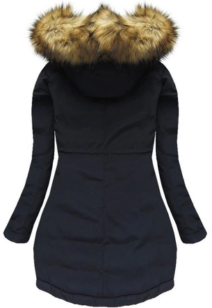 DŁUGA KURTKA Z KAPTUREM GRANATOWA (7680)