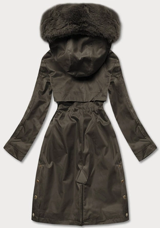 Zimowa kurtka damska na misiu khaki (b537-11)
