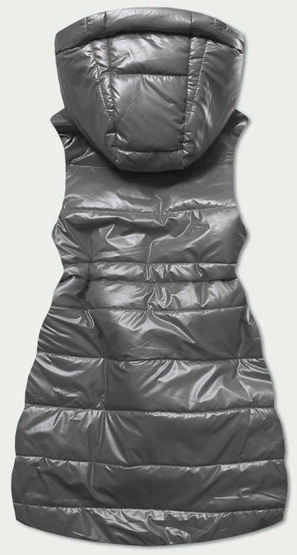 Błyszcząca kamizelka z kapturem grafitowa (b9783-70)