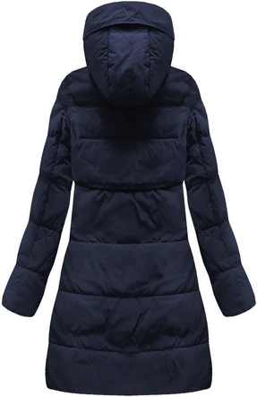 KURTKA Z PUCHEM NATURALNYM GRANATOWA (8063)