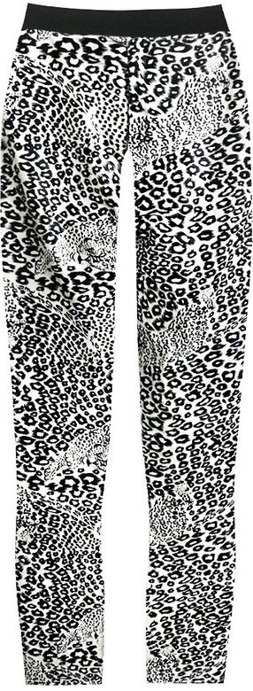 BŁYSZCZĄCE LEGGINSY W PANTERKĘ BIAŁO-CZARNE (315/1ART)