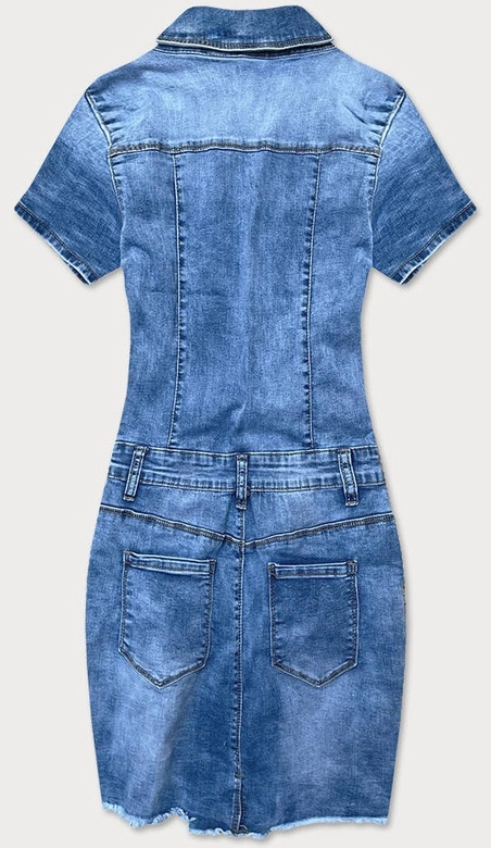 Jeansowa sukienka z przetarciami niebieska (GD6622)