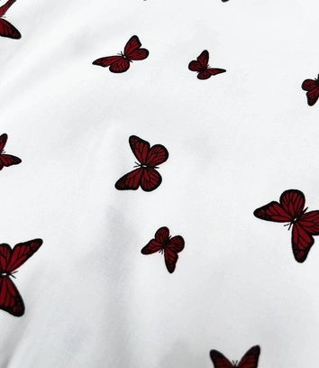 Bluzka z krótkim rękawem motyle biała (SSY16198D)