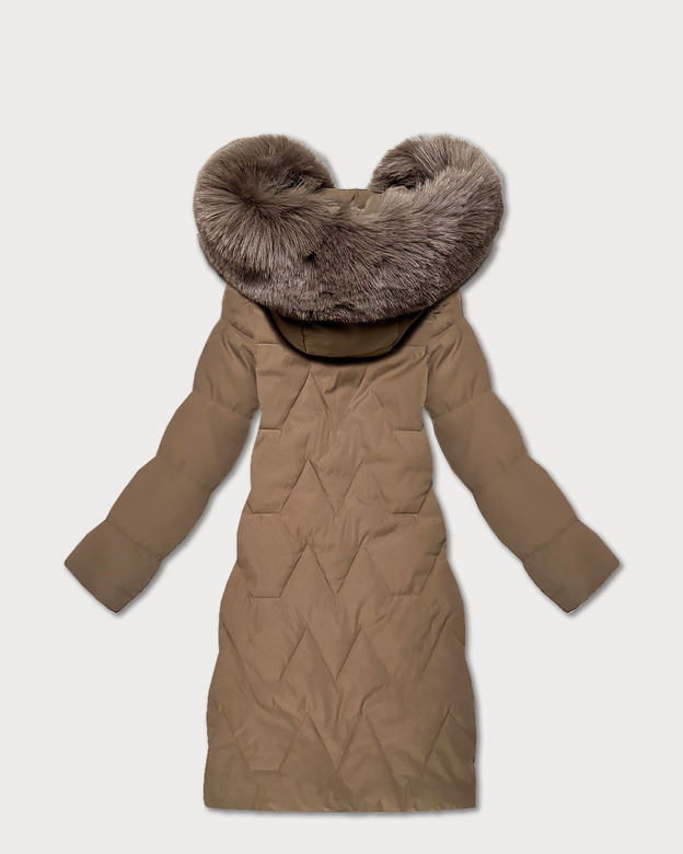 Damska kurtka zimowa z kapturem J Style camel (16M9201-84)