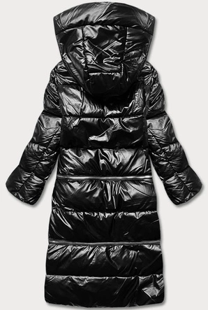 KURTKA ZIMOWA DAMSKA TRZY DŁUGOŚCI CZARNA BŁYSZCZĄCA (AG8-003)