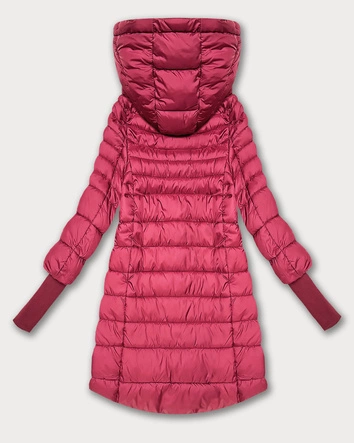 Przejściowa kurtka damska z dzianinowymi ściągaczami różowa  (1828)