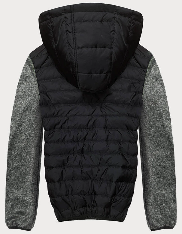 Sportowa kurtka męska z łączonych materiałów czarny-grafit (8M910-392)