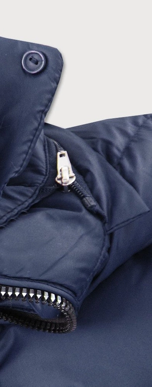 Zimowa kurtka damska z odpinanymi rękawami granatowa (w761)