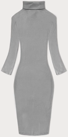  Dopasowana sukienka w prążki z golfem Rue Paris szara (5133)