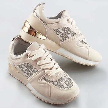 Damskie adidasy na podwyższonej podeszwie beżowe (666-20)