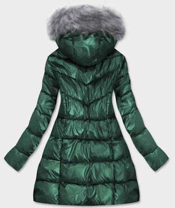 TRAPEZOWA ZIMOWA KURTKA DAMSKA ZIELONA (B9559-10)