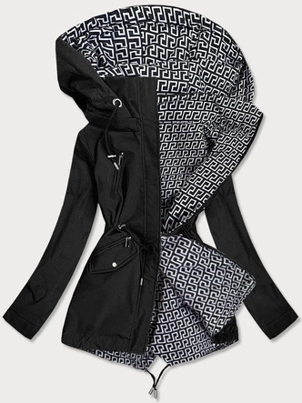 DWUSTRONNA KURTKA DAMSKA CZARNO-BIAŁA (W507BIG)