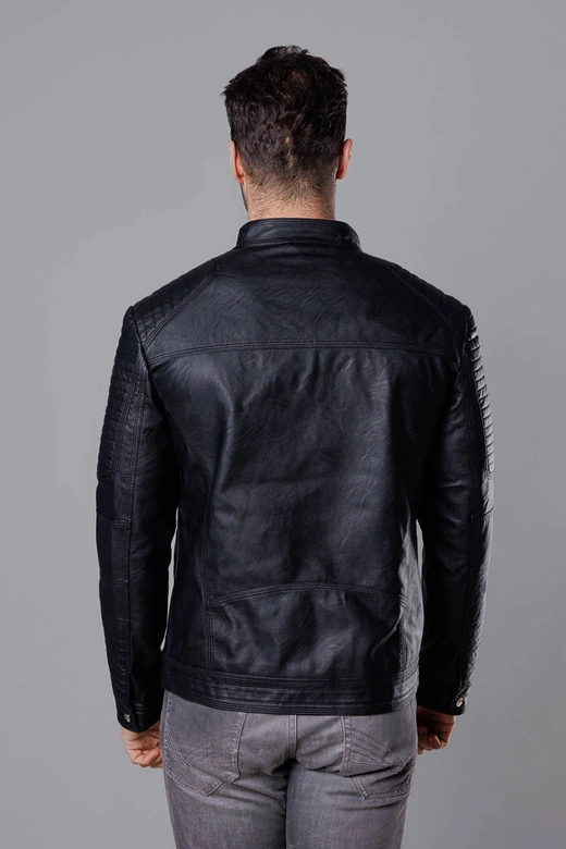 Kurtka męska typu biker czarna (11Z8053)