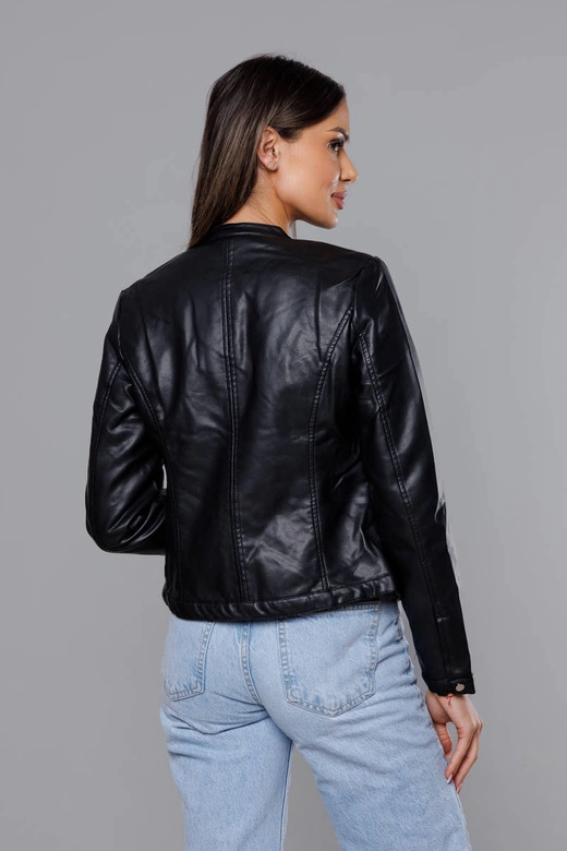 Kurtka ramoneska ze stójką czarna (11Z8008)