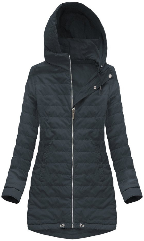 DWUSTRONNA PARKA Z KAPTUREM GRANATOWA (W0232BIG)