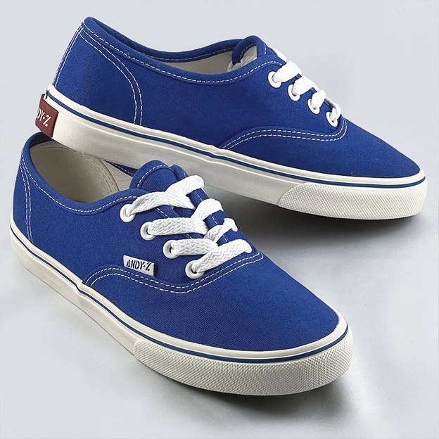 Sznurowane tenisówki damskie chabrowe (a8865)