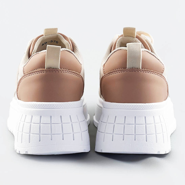 DAMSKIE SNEAKERSY NA GRUBEJ PODESZWIE BEŻOWE (AD-570)