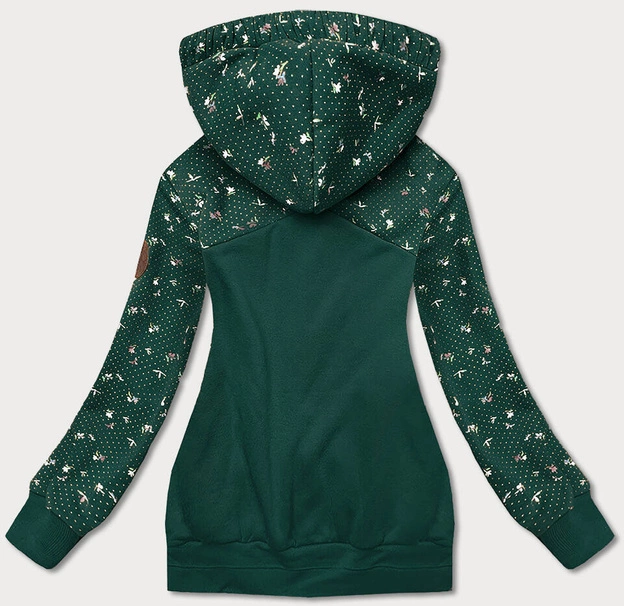 Bluza damska z kwiatuszkami ciemna zielona (AMG828)