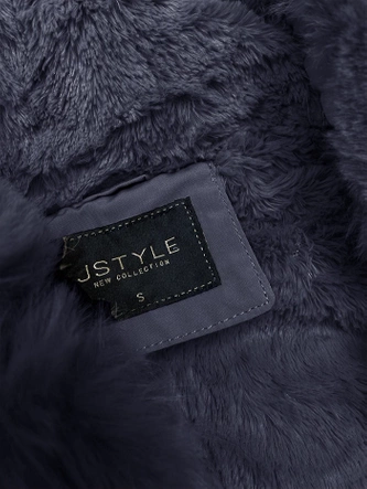 Krótka parka zimowa na futerku granatowa (16M9062-215)