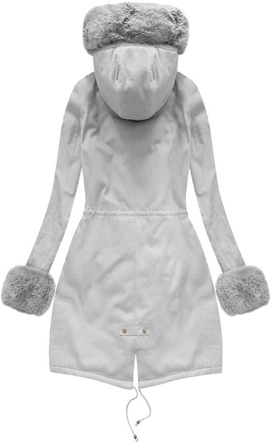 BAWEŁNIANA PARKA Z FUTREM SZARA (K720)