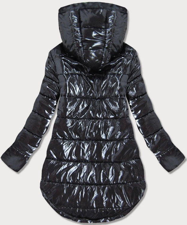 KURTKA ZIMOWA DAMSKA Z ASYMETRYCZNYM DOŁEM CZARNA (633ART)