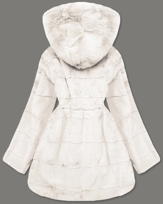 Futrzana kurtka damska ecru (CX009-10)