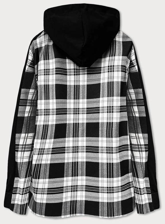 BLUZA DAMSKA Z ŁĄCZONYCH MATERIAŁÓW CZARNA (21377)