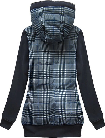 BLUZA Z ŁĄCZONYCH MATERIAŁÓW GRANATOWA (631)