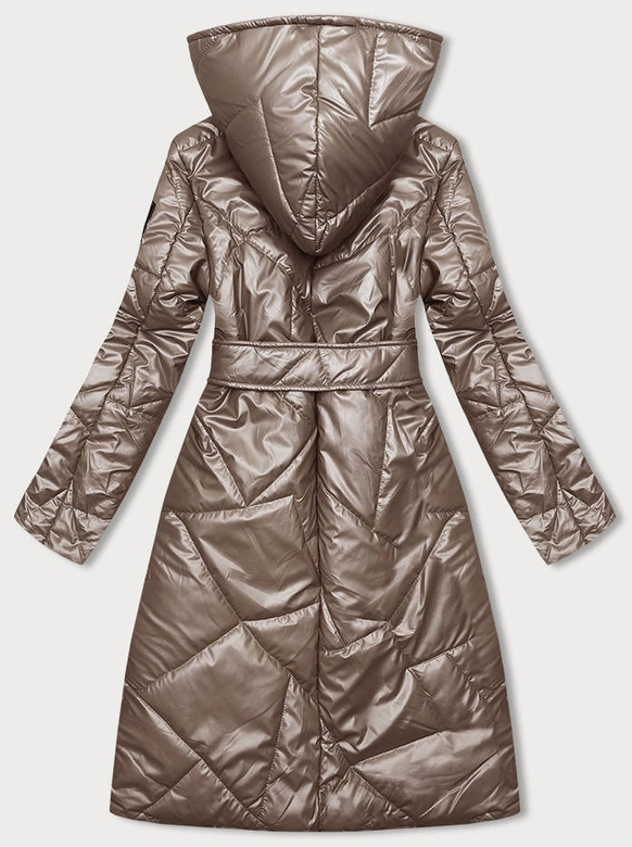 Pikowana kurtka na zatrzaski cappuccino (B8179-12)