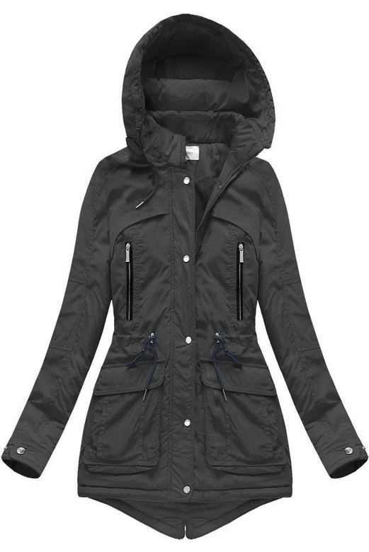 KURTKA Z KAPTUREM CZARNA (7307/2)