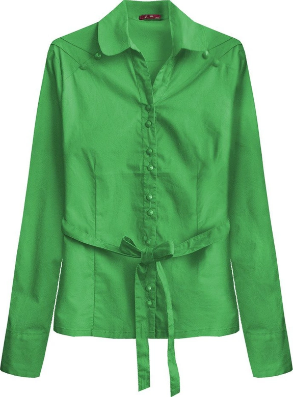 BAWEŁNIANA KOSZULA Z PASKIEM ZIELONA (1017)