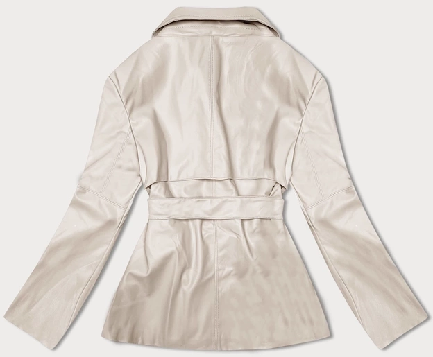 Krótki trencz ze skóry ekologicznej J Style zimny beż (11Z8102)