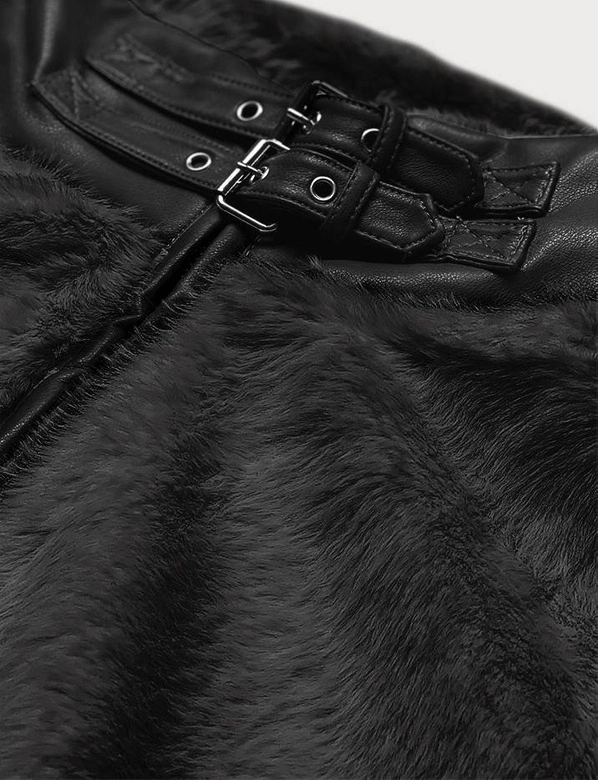 Kurtka futrzana ze stójką czarna (gsq2228)