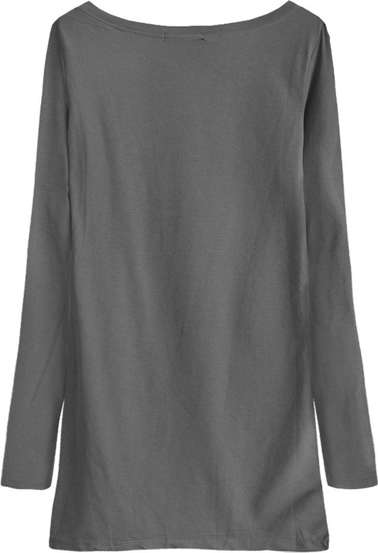 BAWEŁNIANA BLUZKA Z DŁUGIM RĘKAWEM CIEMNOSZARA (1301)