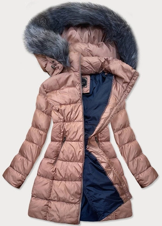 Damska zimowa pikowana kurtka antyczny róż (7701)