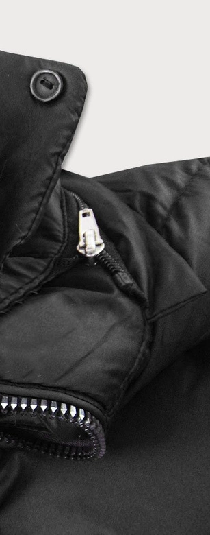 Zimowa kurtka damska z odpinanymi rękawami czarna (w761)