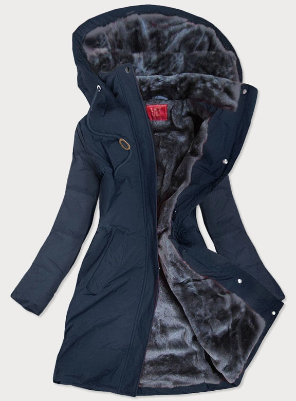 PIKOWANA ZIMOWA KURTKA DAMSKA GRANATOWA (M-963)